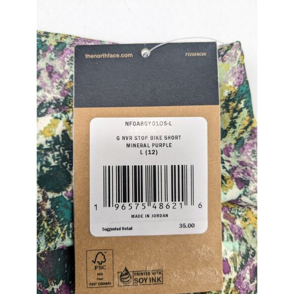 The North Face Never Stop Purple/Green Bike Shorts - Picture 4 of 5
